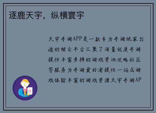 逐鹿天宇，纵横寰宇